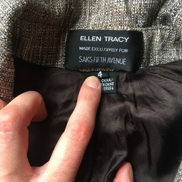 {Ellen Tracy for Saks} Grey Tweed Career Blazer, 4 - Picture 5 of 8